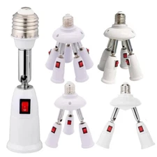 E27 to E27 Socket Splitter Adapter Adjustable Bulb Socket Connector with Switch