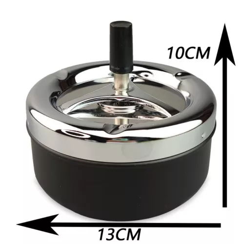 Drehbarer Aschenbecher + Deckel Metall Aschenbecher Chrom winddicht Aschenbecher - Bild 7 von 18