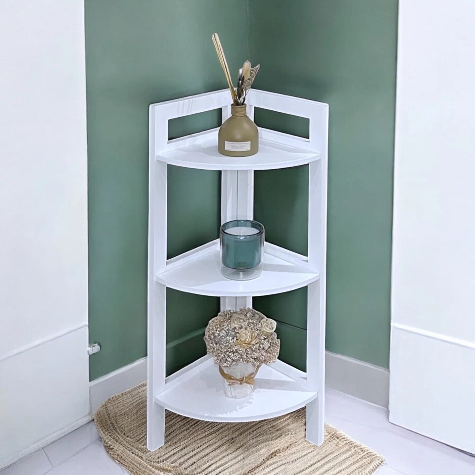 Corner Shelf Stand 3 Tier Organizer Rack Bathroom Storage Shelves Display Unit - Image 2 of 4