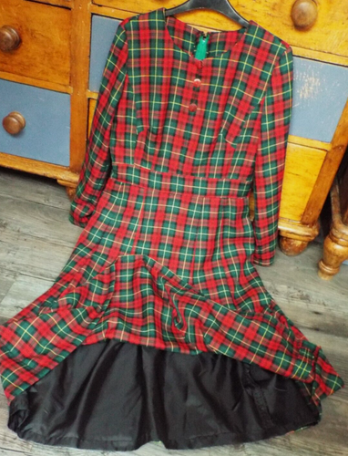 Vtg Homemade Ladies Tartan Wool Blend Dress Lined - Picture 7 of 7