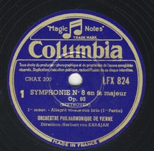 Beethoven: Symphonie Nr. 8 Herbert von Karajan Wiener Phil. 3 x 78 rpm Columbia