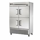 True T-49F-4-Hc 54" Two Section Reach-In Freezer w/ 4 Half Solid Doors, Stain.