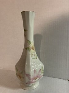 vintage royal crown england square bottom bud vase bone china gold rim