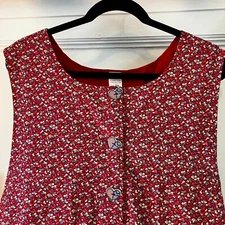 Rhoda’s Creations Womens Ditzy Floral Cottagecore Midi Dress Size 26 Red SP EXC