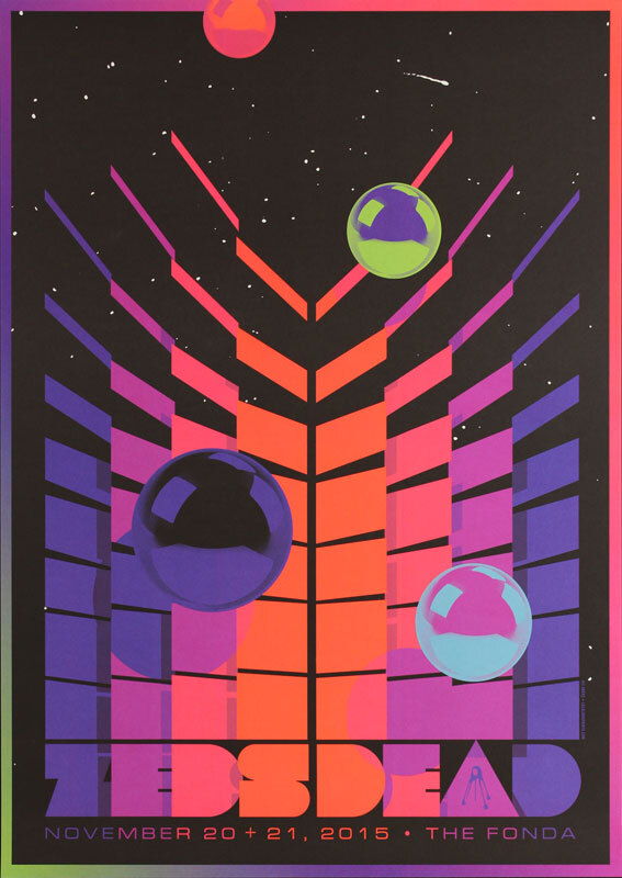 Zeds Dead 2015 Silkscreen Poster Henry Fonda Theatre Los Angeles Kii Arens