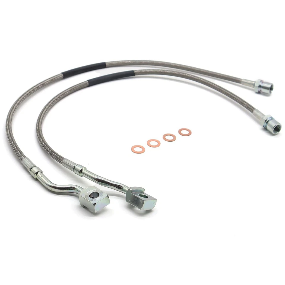 Líneas de freno delanteras extendidas de acero inoxidable 2 piezas para Silverado Sierra 2500 3500HD 11-19 Foto 3 de 4