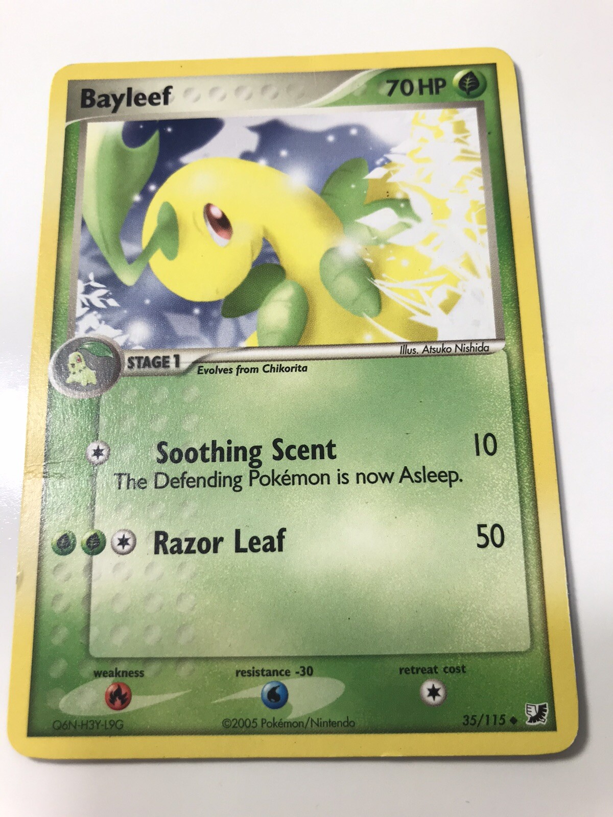 Pokemon Card Bayleef - 35/115 - Unseen Forces, 2005 Nintendo NM