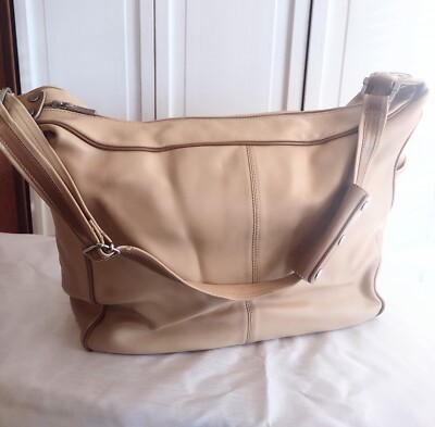 Arcadia Buttery Soft Large Italian Leather Bag, Crmy Lt Caramel Color, Italian 