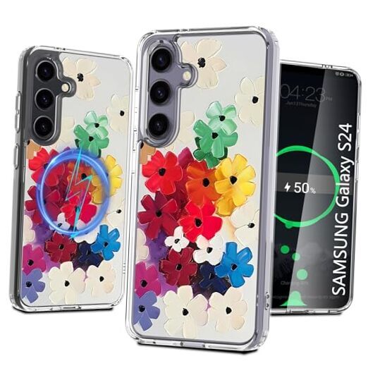 for Case Clear with Design, Compatible with MagSafe, Samsung Galaxy S24 19