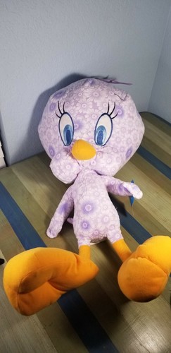 Looney Tunes Tweety Bird Purple Flower Print Plush Stuffed Animal Toy NWT