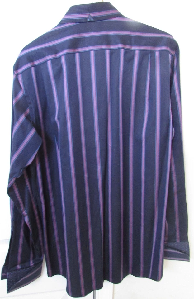 Camisa Ben Sherman Soho Para Hombres Manga Larga 15.5 34/35 Rayas Púrpura Gran Forma Fr Foto 2 de 4