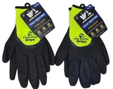 2 Pk Wells Lamont Men Nitrile Coated Cold Weather Grips Lined Work Gloves (L/XL)