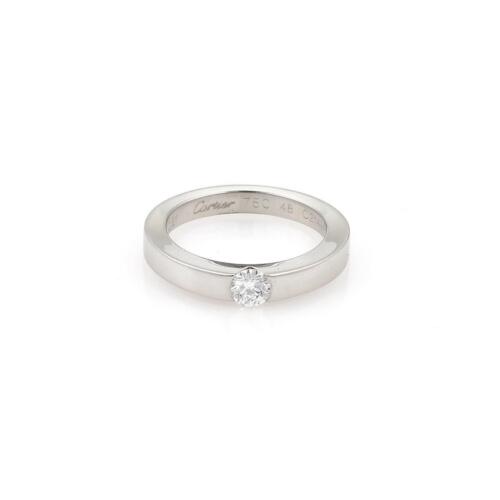 Cartier Solitaire Diamond 18k White Gold Band Rin… - image 1