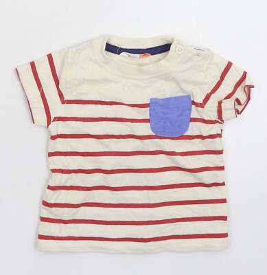 John Lewis Baby weißes Baumwollmischung T-Shirt Größe 3-6 Monate Pul