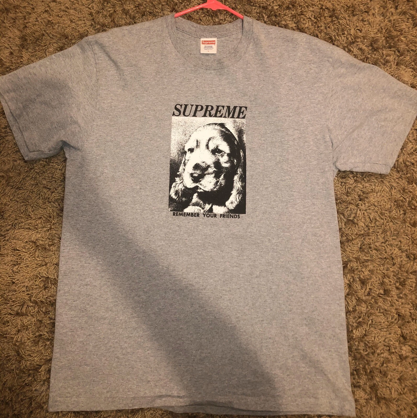 T shirt homme Supreme Remember Your Friends taille grande bruyère gris FW18