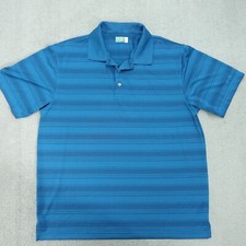 Ben Hogan Performance Polo Shirt Mens Size XL Blue Striped Short Sleeve Collared