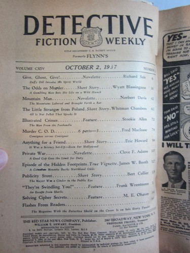 Detective Fiction Weekly Oct. 2, 1937 VG  Hypnosis Skull Banner Cover! - Picture 3 of 5