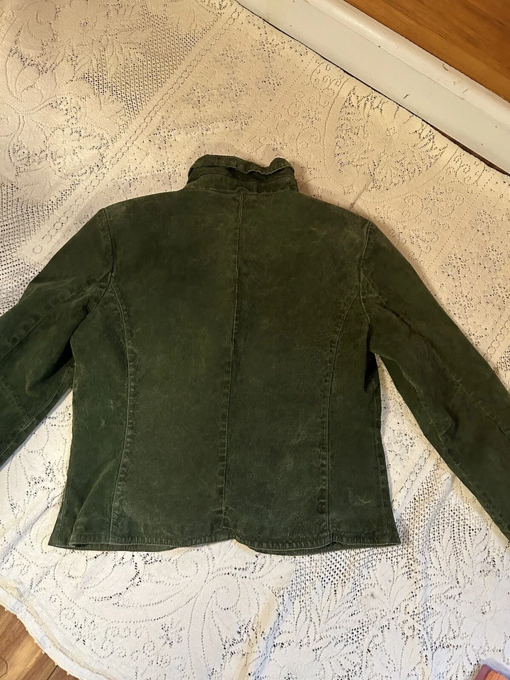 Women’s Vintage 1980s Leather Jacket, Green, Medium, Suede Retro - Image 2 of 4