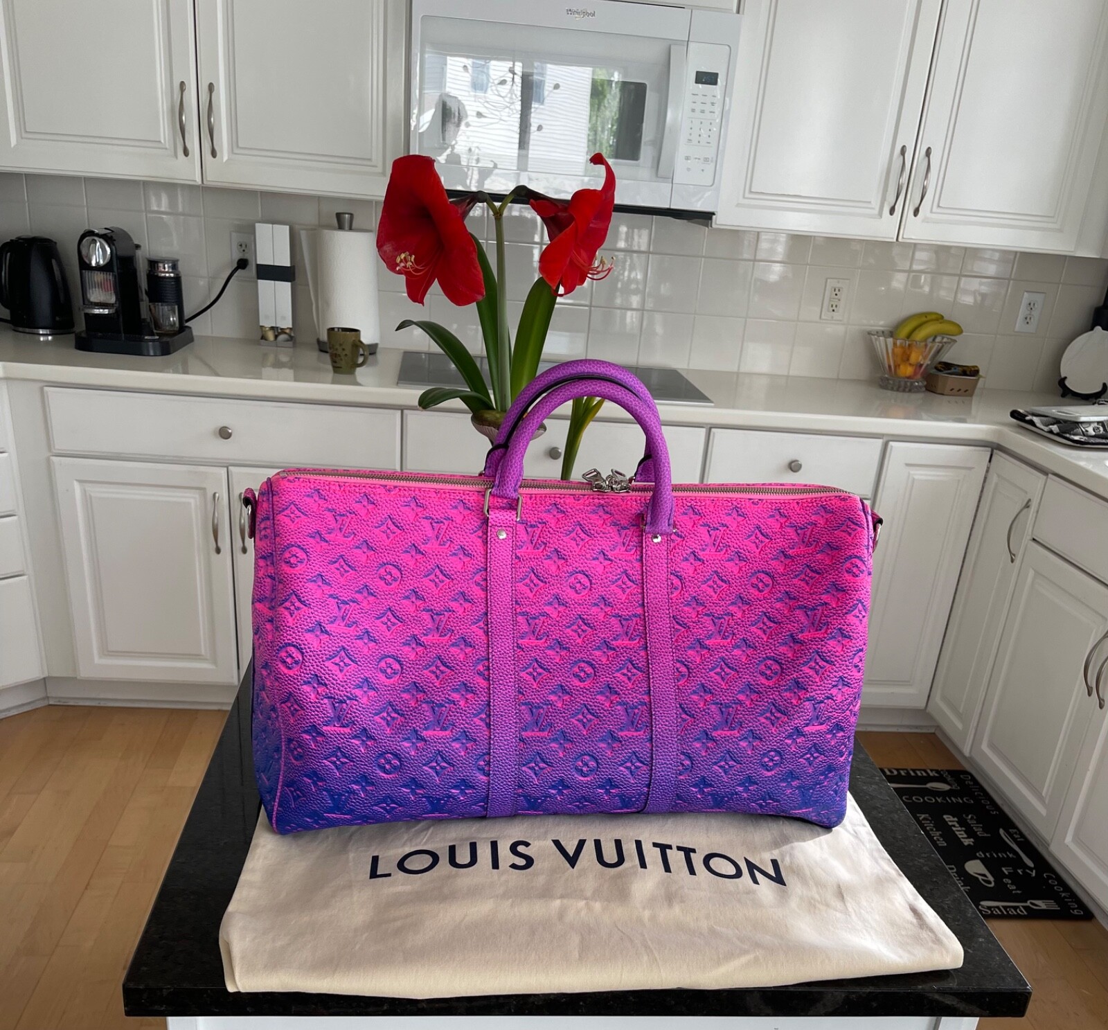 louis vuitton keepall 50b taurillon illusion blue pink