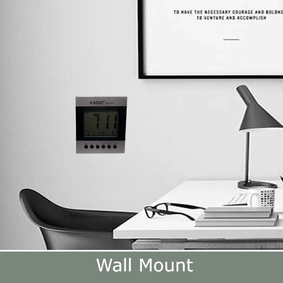 Kadio Desktop Digital Alarm Clock with Large LCD Screen Clock and Indoor Temp - Image 4 of 4