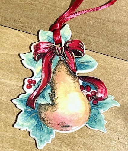 Longaberger Basket PEAR Tie On 2.5" Charm Ceramic + Photo Album Vtg 2000 NEW - Picture 3 of 8