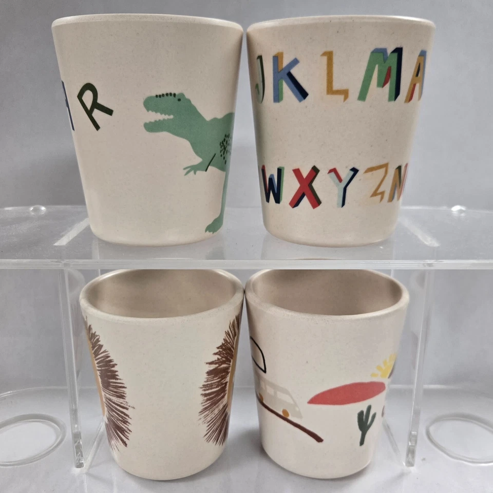 4x Tazas Pillowfort Melamina Niños ~ León, Dinosaurio, Alfabeto, Desierto Foto 4 de 4