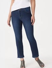 Susan Graver Regular High Stretch Denim Ankle Jeans Indigo 4 New