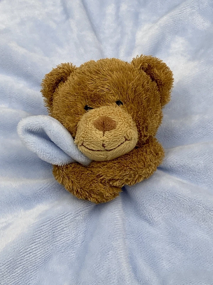 "Manta de seguridad para bebé Baby Starters Blue Bear Lovey satinada como ribete e parte inferior 18""" Foto 2 de 4