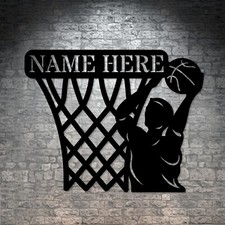 Personalized Basketball Player Name Metal Sign. Custom Basket Wall Decor Gift