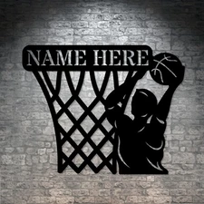 Personalized Basketball Player Name Metal Sign. Custom Basket Wall Decor Gift
