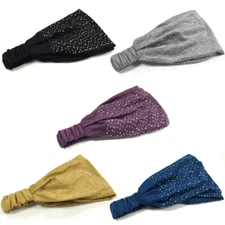 Wrapables Wide Fabric Headbands with Sparkling Rhinestones
