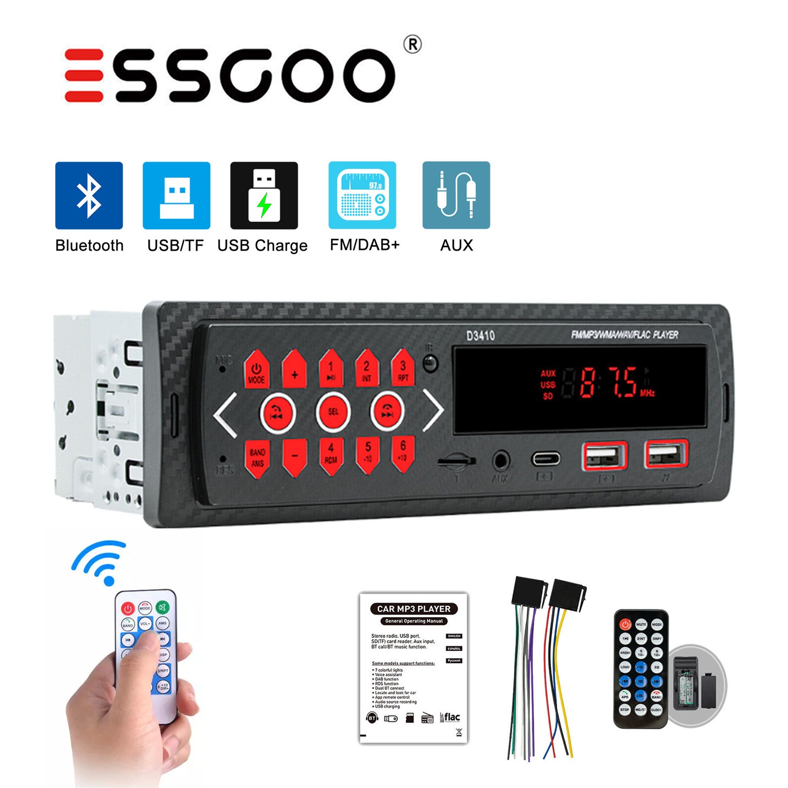 Bluetooth Fm Aux In Usb Tf Sd Head Unit