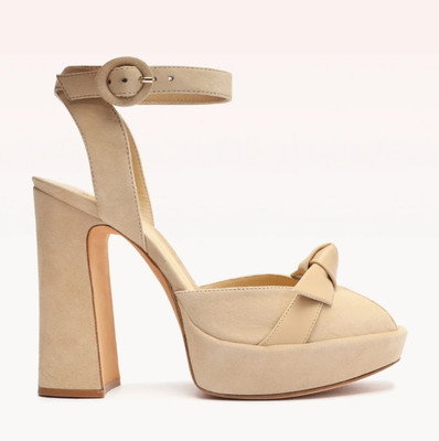 Alexandre Birman Pepitta 120 Beige Suede Platform Heels Size 39