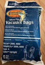 Riccar 2000, 4000 and Simplicity 5000, 6000 Type A Vacuum Bags - 6PK EnviroCare