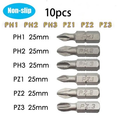 PH Hex Shank 10 Pcs Anti Slip Electric Screwdriver PH1/PZ1/PH2/PZ2/PH3/PZ3