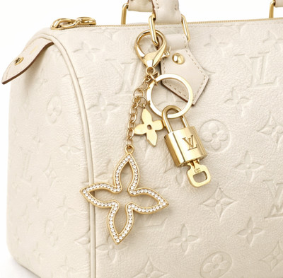 Louis Vuitton Authentic Gold Lock & Key   Bag Charm + Unbranded Clover Keychain