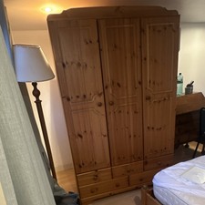 3 Door Hinged Wood Wardrobe with Hanging Rail & 6 Drawers Brown 225cm