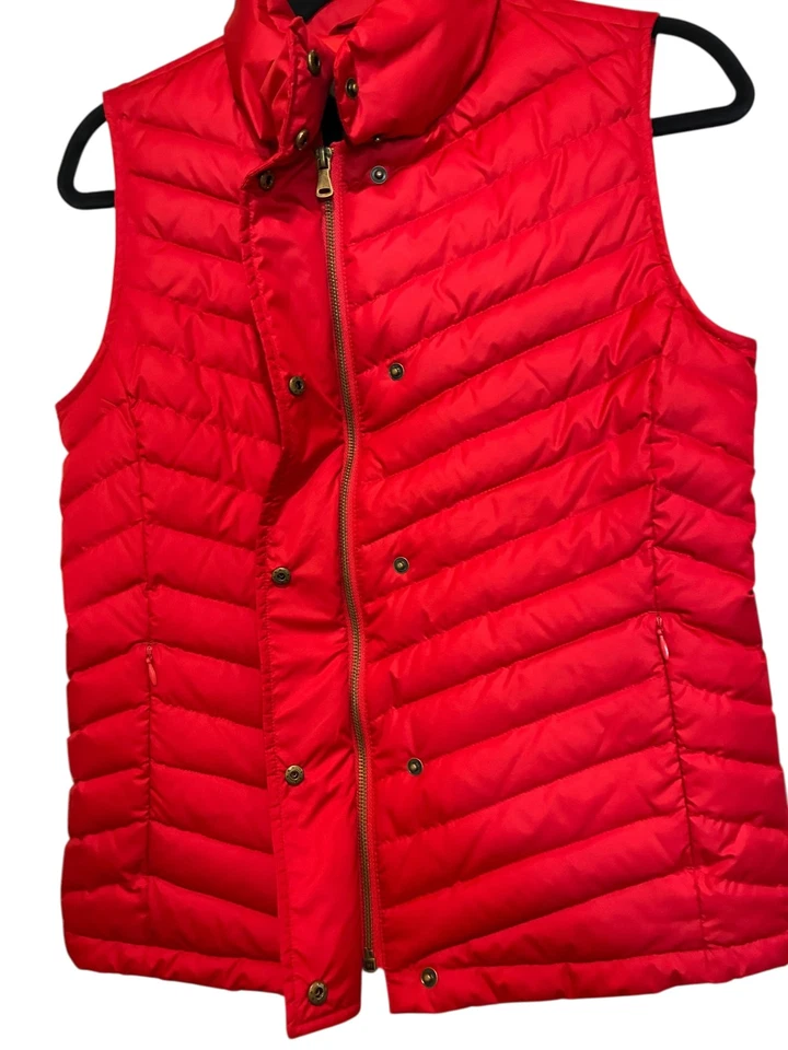 Talbots Red Down Puffer Vest Women’s Sleeveless Quilted Full Zip - Image 3 of 4