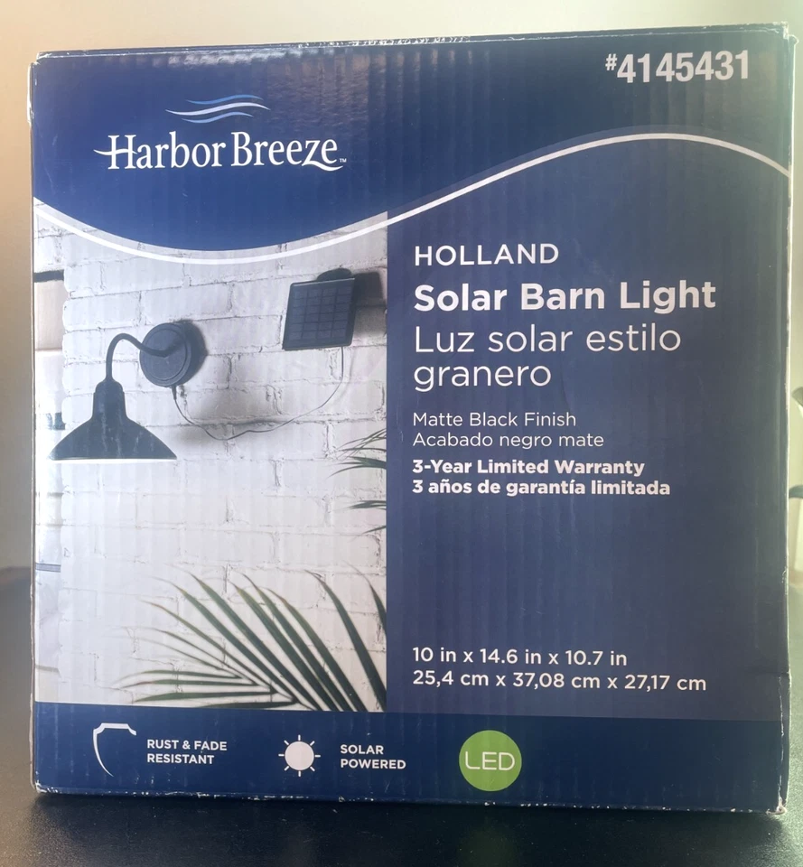 Harbor Breeze Barn Light Solar Outdoor Wall Light Matte Black 10.63" LED - Image 2 of 4