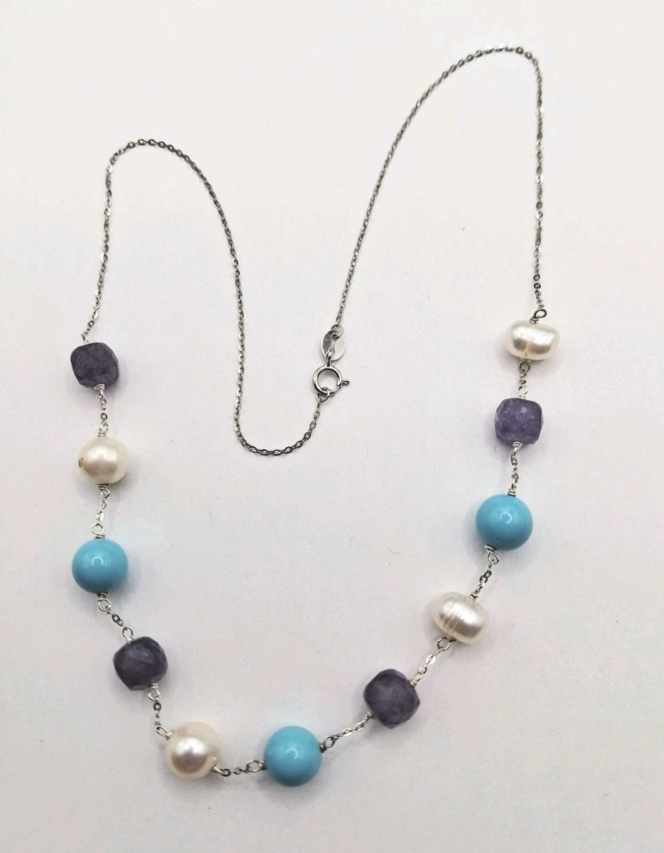Collana girocollo in argento sterling 925 con turchese