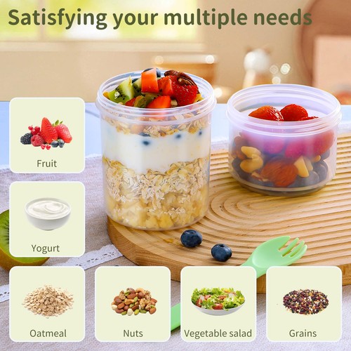 31oz Large Overnight Oats Containers with Lids and Spoons 2 Pack,Dual-Layer P... - Picture 8 of 9