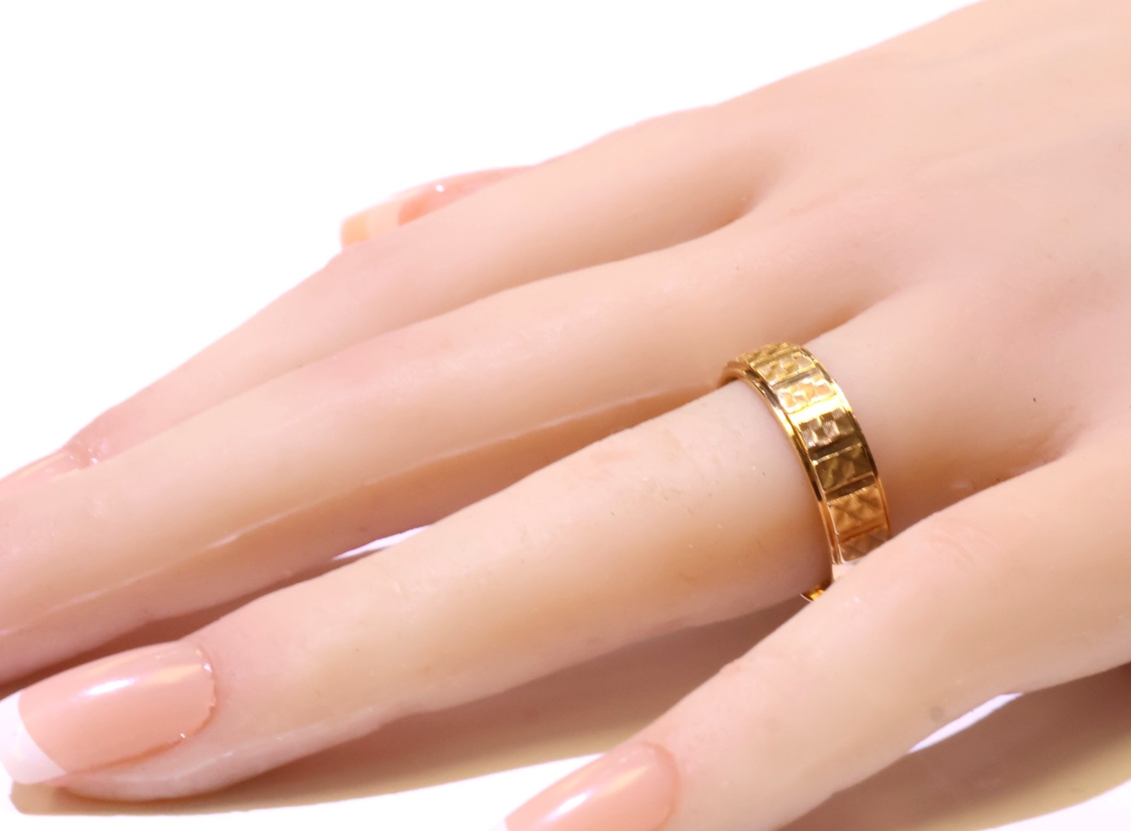 14k yellow solid gold pattern wedding band ring 6… - image 12