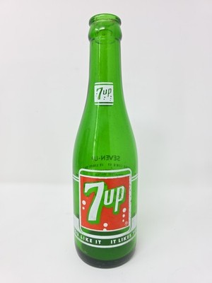 Vintage   7Up   Green Glass Bottle   7oz   1956   You Like It, It Likes You