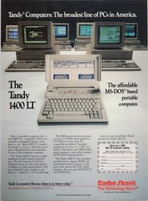 Tandy 1400 LT Portable PC MS-DOS Radio Shack Vintage Computer Ad 1988