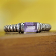 Size 7, vintage Sterling silver handmade ring, 925 band with amethyst