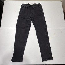 ABERCROMBIE Kids Boys Relaxed Pull-On Black Taper Jeans 9/10 Long