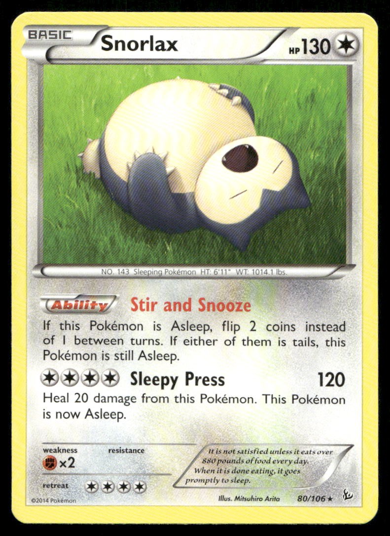 Snorlax Rare XY - Flashfire 80/106 NM