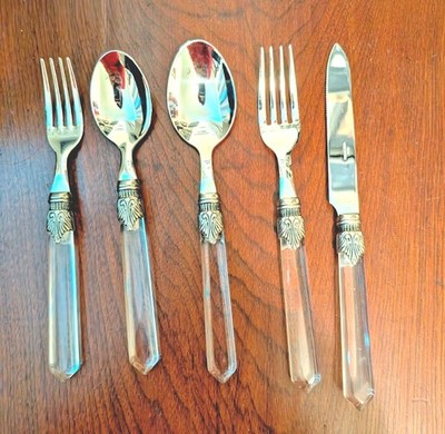 Vintage Flatware EME Silverware Acrylic Handles Fine Italian Dining INOX 18/10