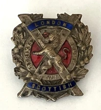 British Army London Scottish Regiment silver toned sweetheart pin badge