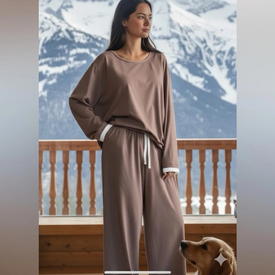 Maeve | Conjunto Loungewear Cloud-Kissed" - Mauve/Taupe - Ultra Aconchegante e Chique - Imagem 3 de 4